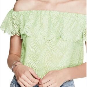 Green Flutter Sleeve Off-the-Shoulder Blouse